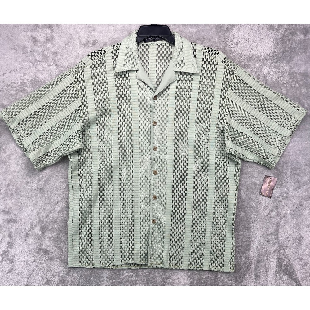 NWT VTG James Lord Collection Shirt XL Green Short Sleeve Button Up‎ DEADSTOCK